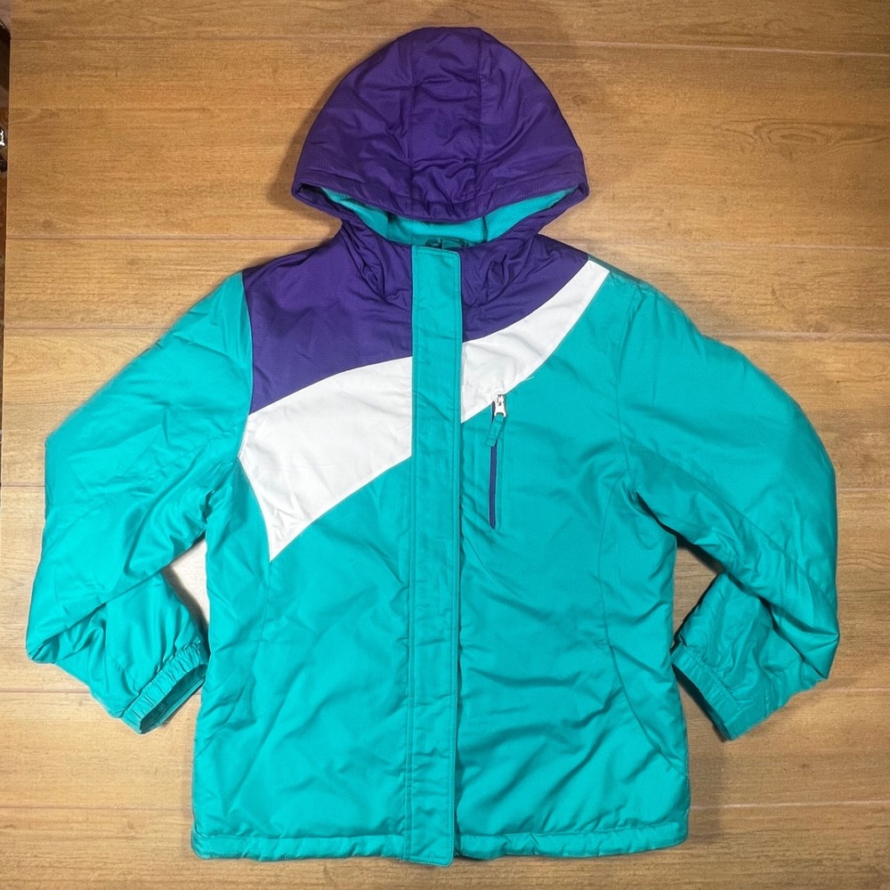 Expedition Ski Snowboard Jacket Purple Teal White‎ Color Block Hooded XL